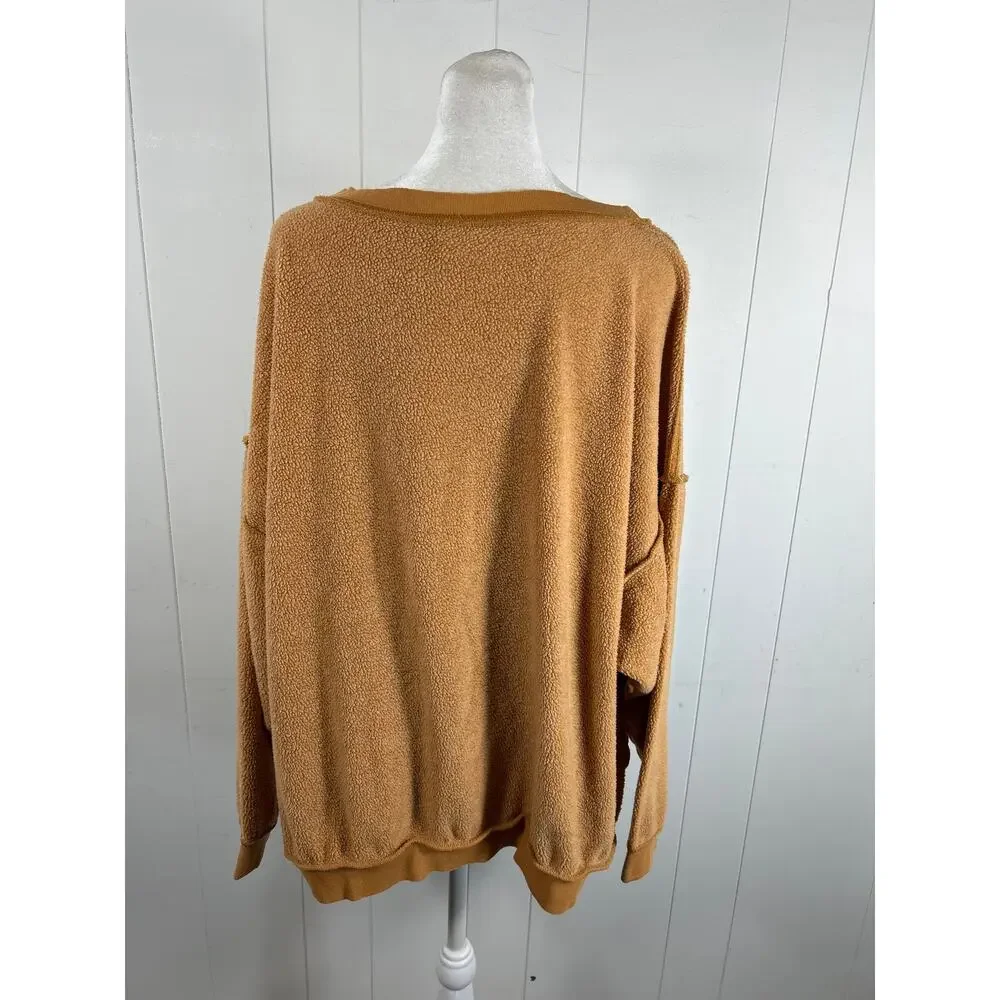 Free People Intimately Free Kelly Loungewear Sweatshirt Cognac Size M